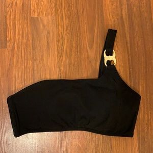 Tory burch one shoulder black bikini top, size xs